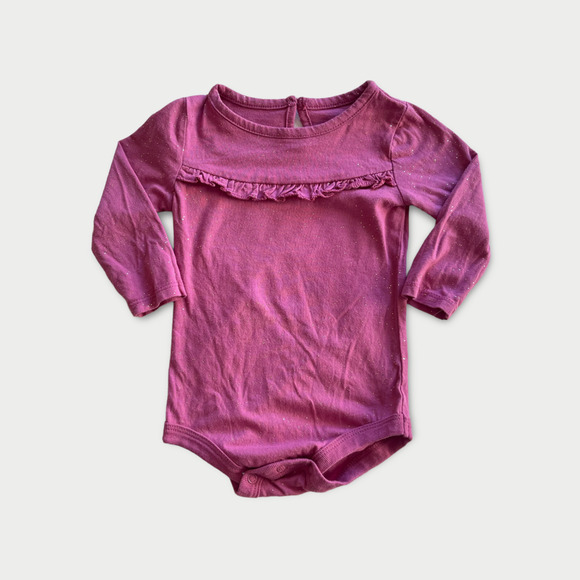 Infant Baby Sparkle Bodysuits Set of 3 6–12M Long Sleeve Ruffle Detail - Picture 2 of 9